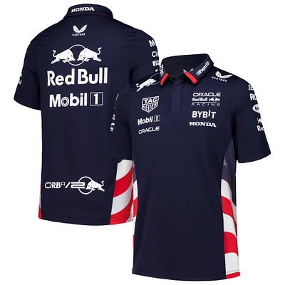 Youth Castore Navy Red Bull Racing America Race Team Polo