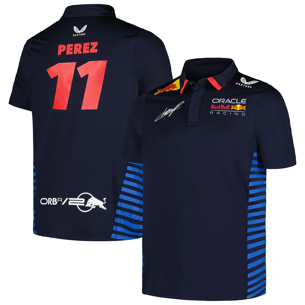 Youth Castore Sergio Perez Navy Red Bull Racing 2024 Team Polo