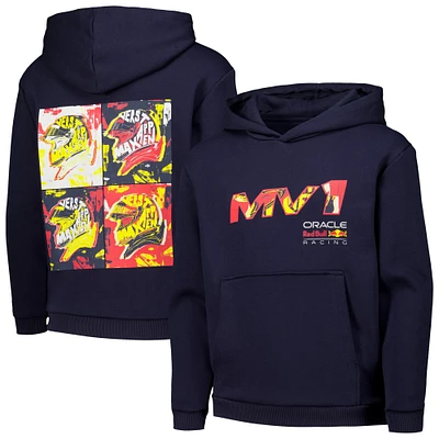 Youth Max Verstappen Navy Red Bull Racing Pop Art Oversized Pullover Hoodie