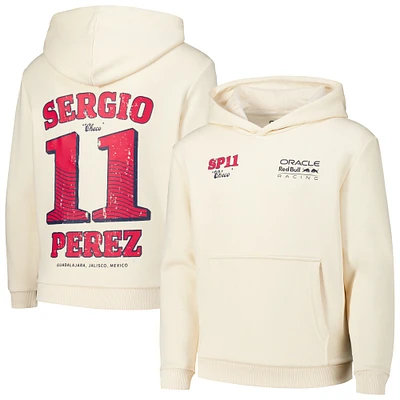 Youth Sergio Perez Cream Red Bull Racing Checo Vintage Oversized Pullover Hoodie