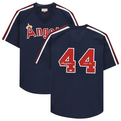 Reggie Jackson Navy California Angels Autographed Mitchell & Ness Cooperstown Collection Replica Batting Practice Jersey with "H.O.F. '93" Inscription