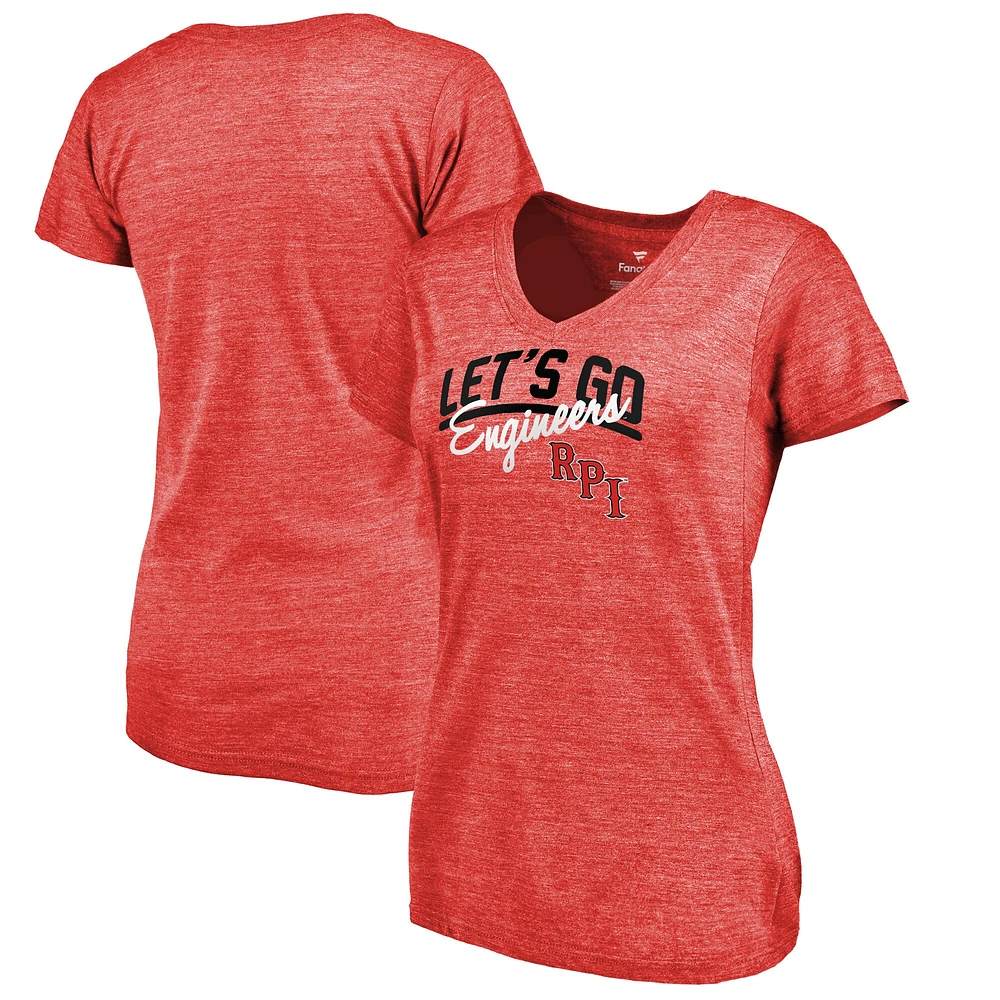 T-shirt rouge à col en V trois mélanges pour femmes des ingénieurs de l'Institut polytechnique Rensselaer Let's Go