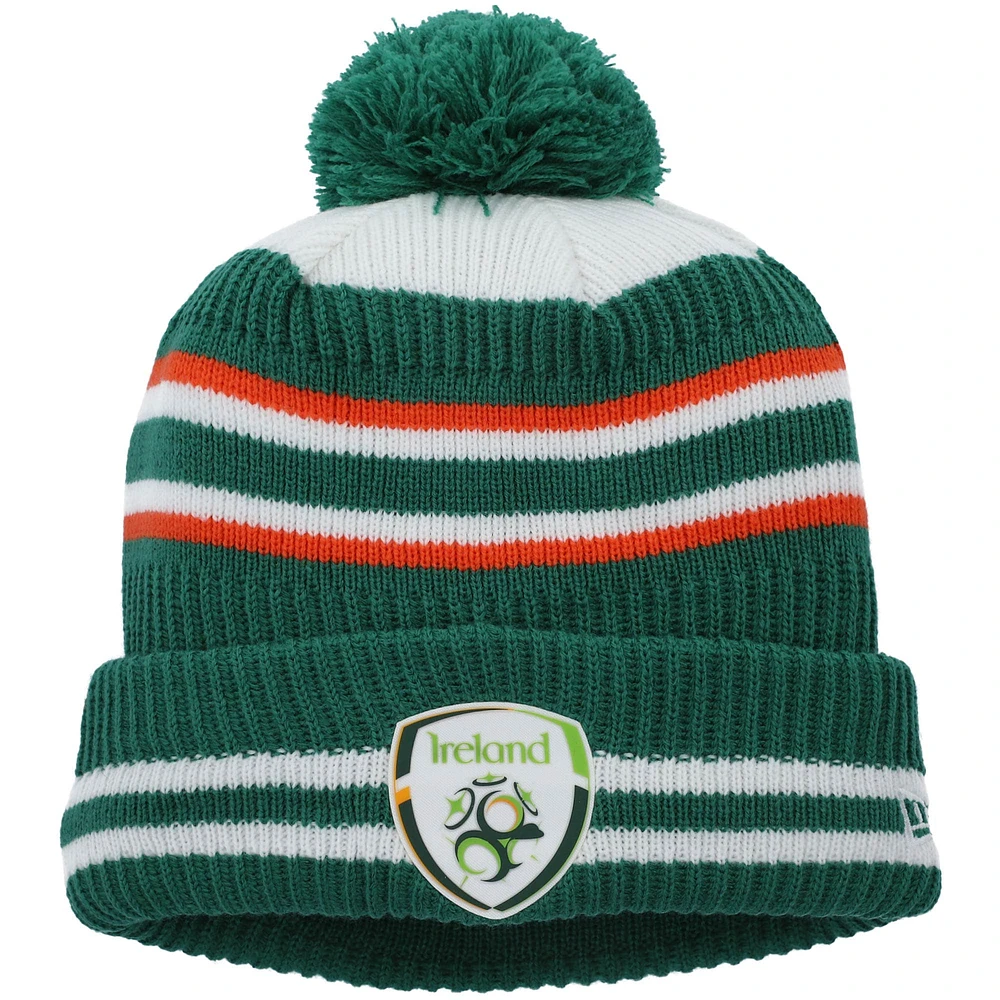 Men's New Era Green Ireland National Team Bobble Fleece Cuffed Knit Hat with Pom