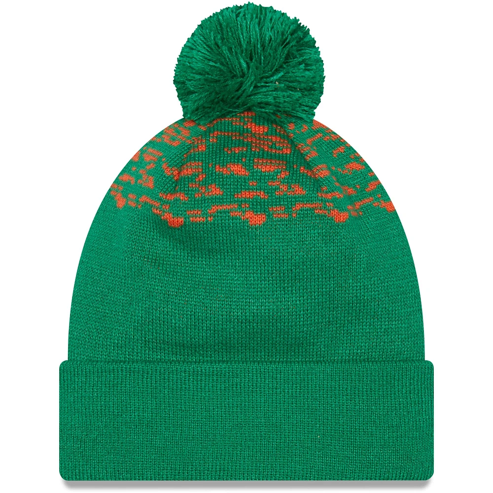 Men's New Era Green Ireland National Team Marl Cuffed Knit Hat with Pom