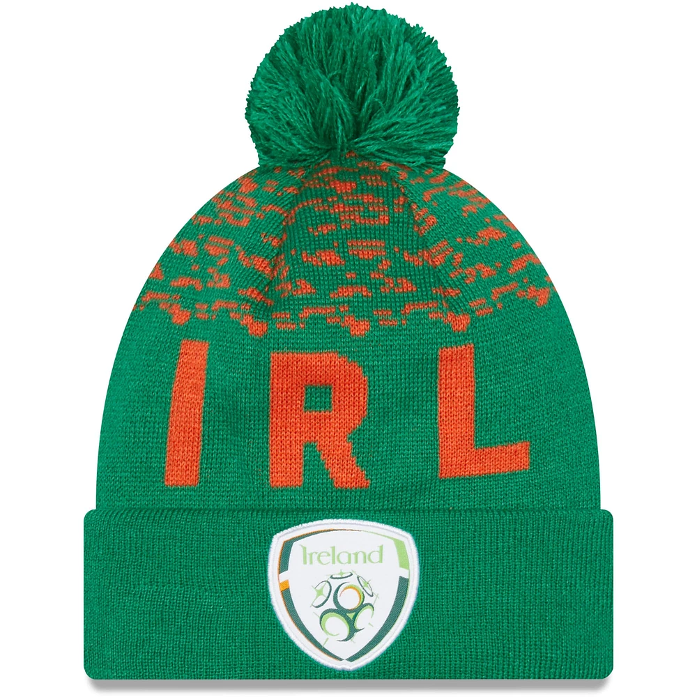 Men's New Era Green Ireland National Team Marl Cuffed Knit Hat with Pom