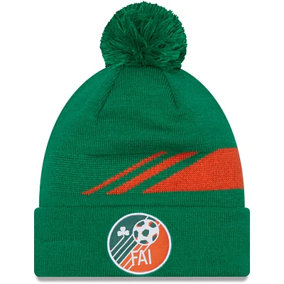 Bonnet en tricot à revers avec pompon pour homme New Era, vert, Irlande