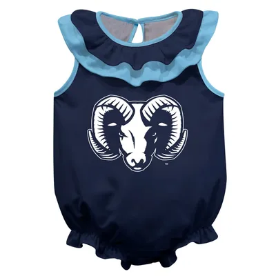 Rhode Island Rams Girls Infant Sleeveless Ruffle Bodysuit - Navy