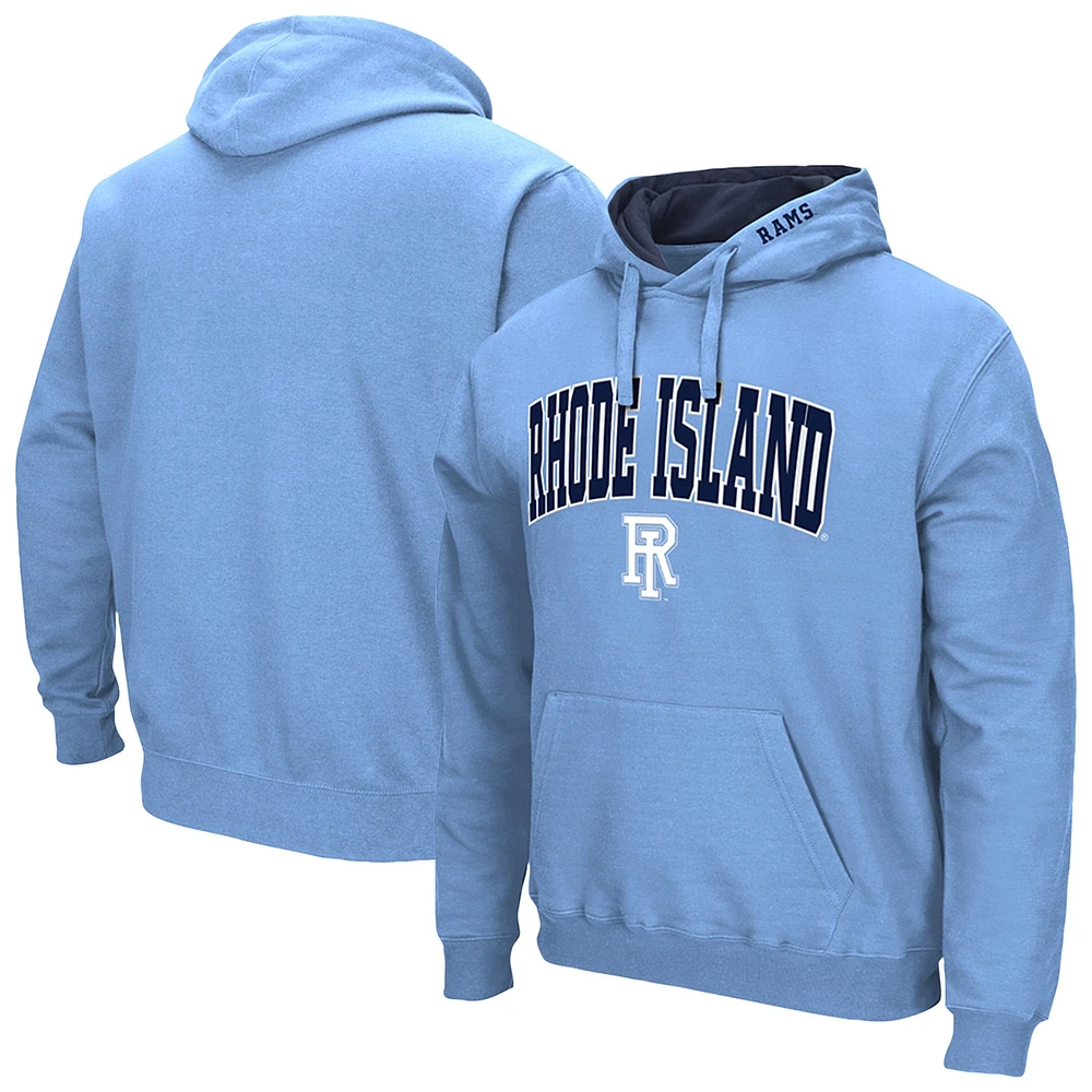 Men's Colosseum Light Blue Rhode Island Rams Arch & Logo 3.0 Pullover Hoodie