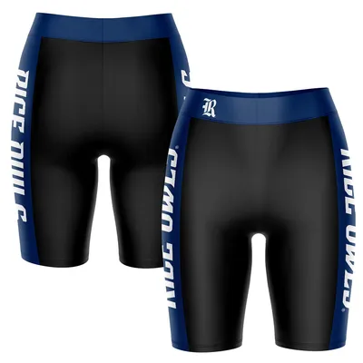 Rice Owls Women's Plus Striped Design Bike Shorts - Black/Blue