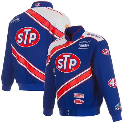 Veste d'uniforme en sergé à boutons-pression complets Richard Petty STP JH Design bleu/blanc pour hommes