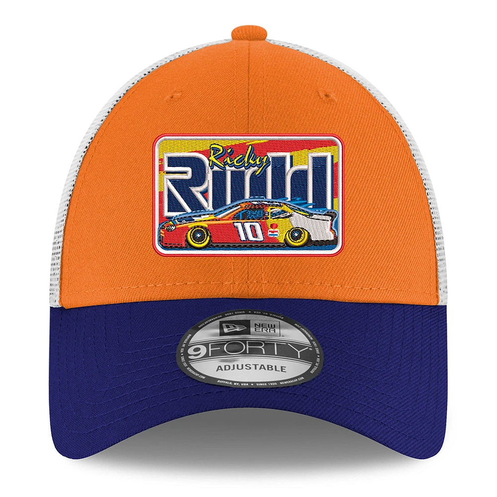 Casquette de camionneur ajustable 9FORTY pour homme Ricky Rudd 2025 NASCAR Hall of Fame Orange/Royal New Era