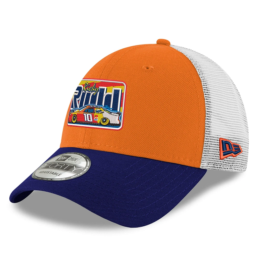 Casquette de camionneur ajustable 9FORTY pour homme Ricky Rudd 2025 NASCAR Hall of Fame Orange/Royal New Era