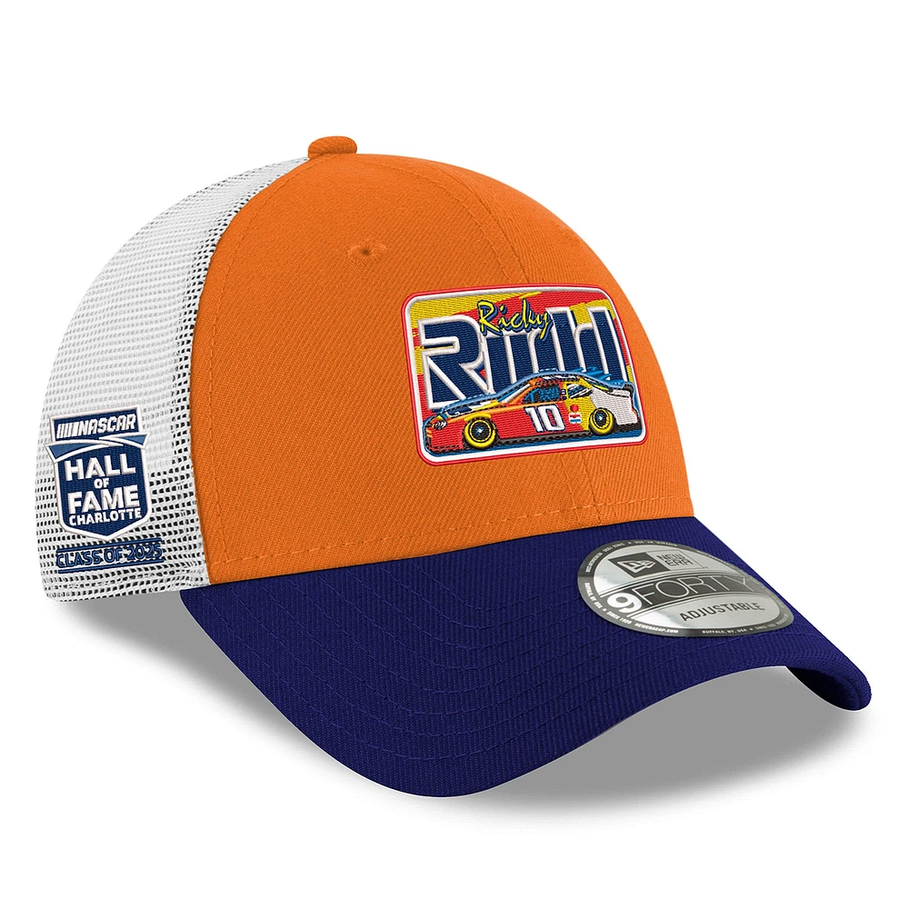 Casquette de camionneur ajustable 9FORTY pour homme Ricky Rudd 2025 NASCAR Hall of Fame Orange/Royal New Era