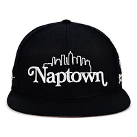 Casquette réglable Indianapolis Skyline Snapback avec anneaux et emblèmes noirs pour homme