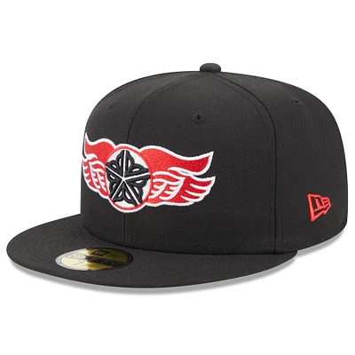 Casquette ajustée 59FIFTY avec logo alternatif Rochester Red Wings New Era pour homme, noire