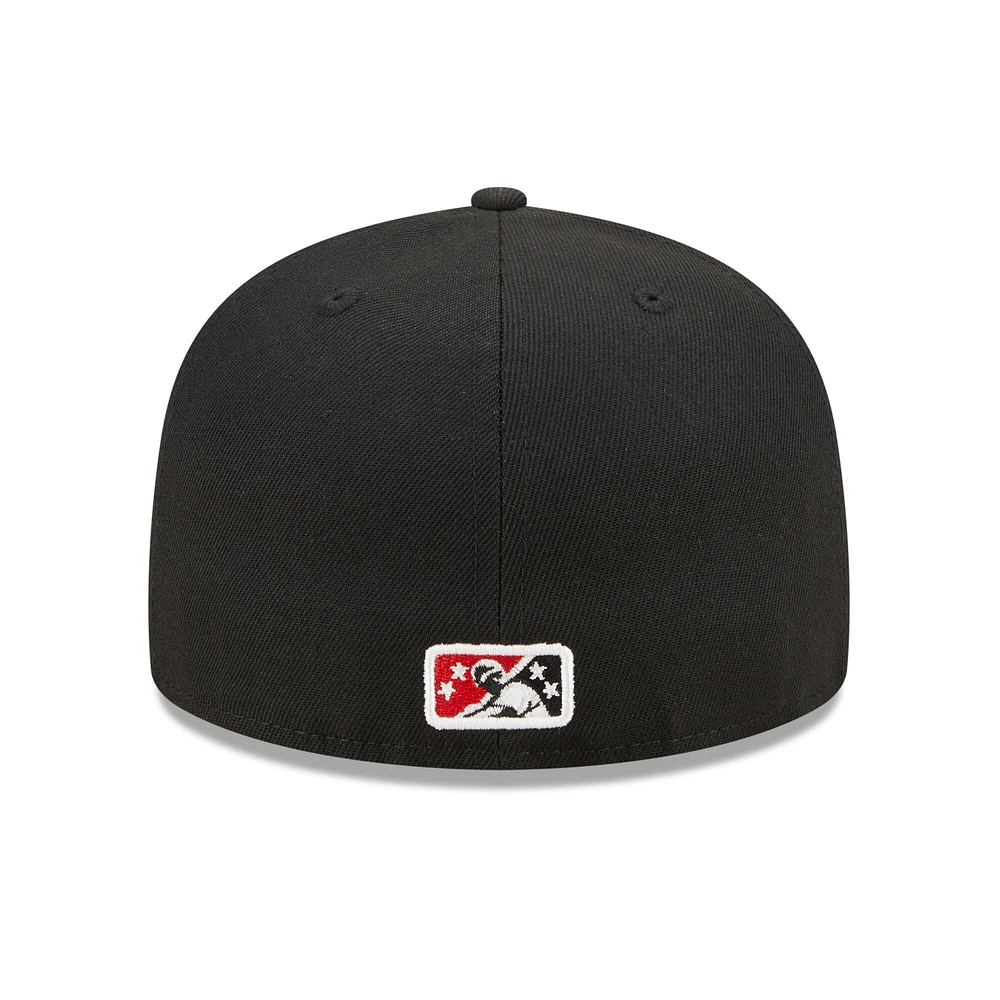 Casquette ajustée 59FIFTY Rochester Red Wings Marvel x Minor League New Era pour homme, noire