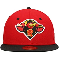 Men's New Era Red Rochester Wings Authentic Collection Road 59FIFTY Fitted Hat