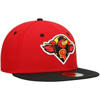 Men's New Era Red Rochester Wings Authentic Collection Road 59FIFTY Fitted Hat