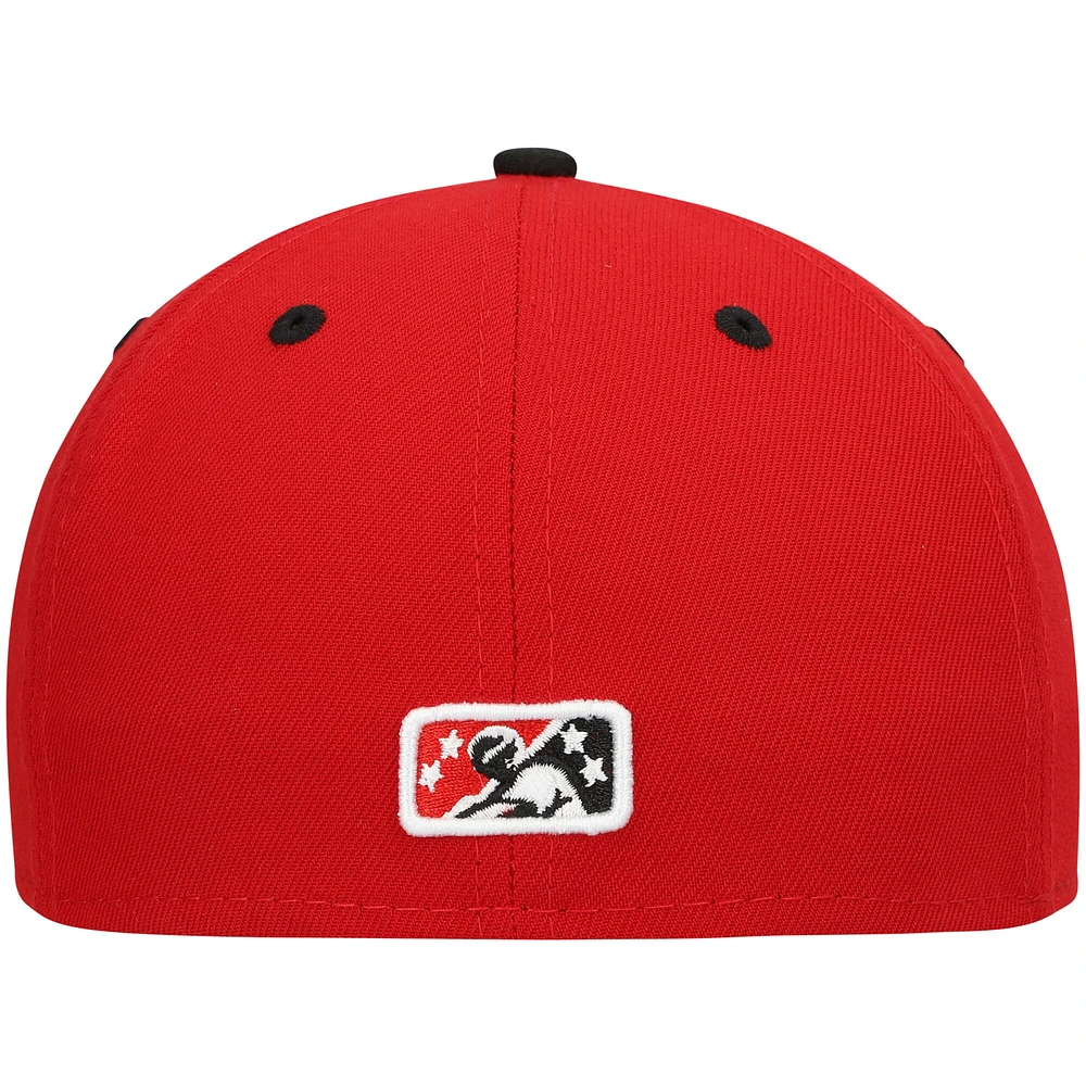 Men's New Era Red Rochester Wings Authentic Collection Road 59FIFTY Fitted Hat