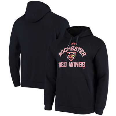 Men's Under Armour Black Rochester Red Wings All Day Raglan Fleece Pullover Hoodie