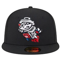 Casquette ajustée 59FIFTY noire Rocket City Trash Pandas Authentic Collection pour homme de New Era