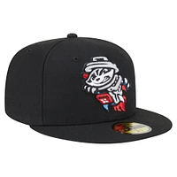 Casquette ajustée 59FIFTY noire Rocket City Trash Pandas Authentic Collection pour homme de New Era