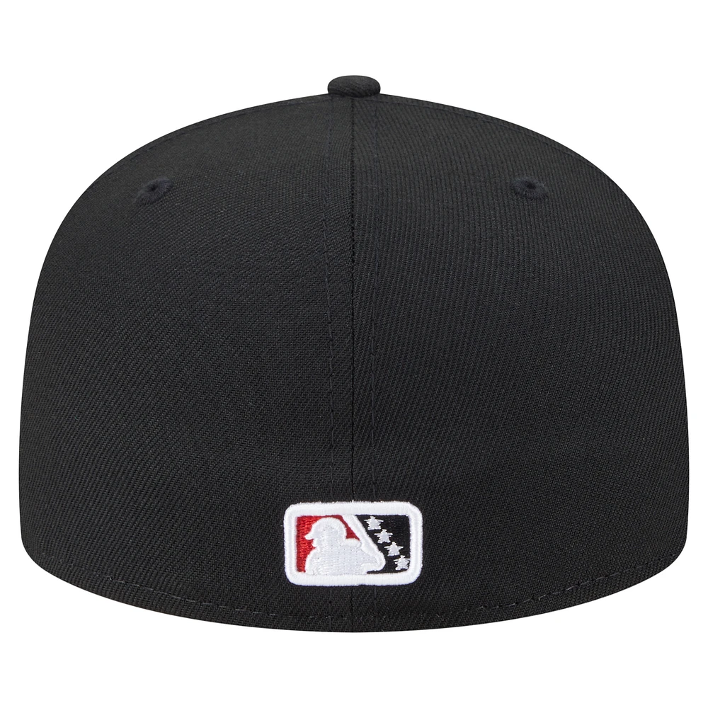 Casquette ajustée 59FIFTY noire Rocket City Trash Pandas Authentic Collection pour homme de New Era