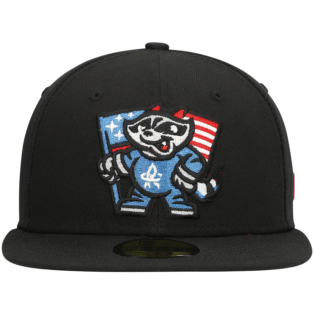 Casquette ajustée 59FIFTY Team Alternate Authentic Collection Rocket City Trash Pandas pour homme New Era noire