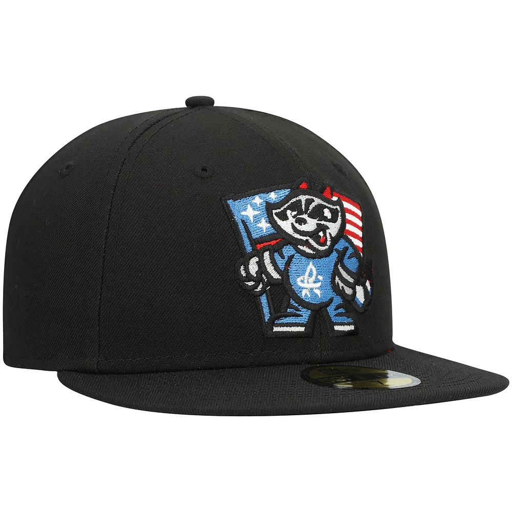 Casquette ajustée 59FIFTY Team Alternate Authentic Collection Rocket City Trash Pandas pour homme New Era noire