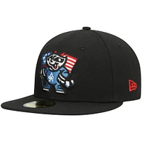 Casquette ajustée 59FIFTY Team Alternate Authentic Collection Rocket City Trash Pandas pour homme New Era noire