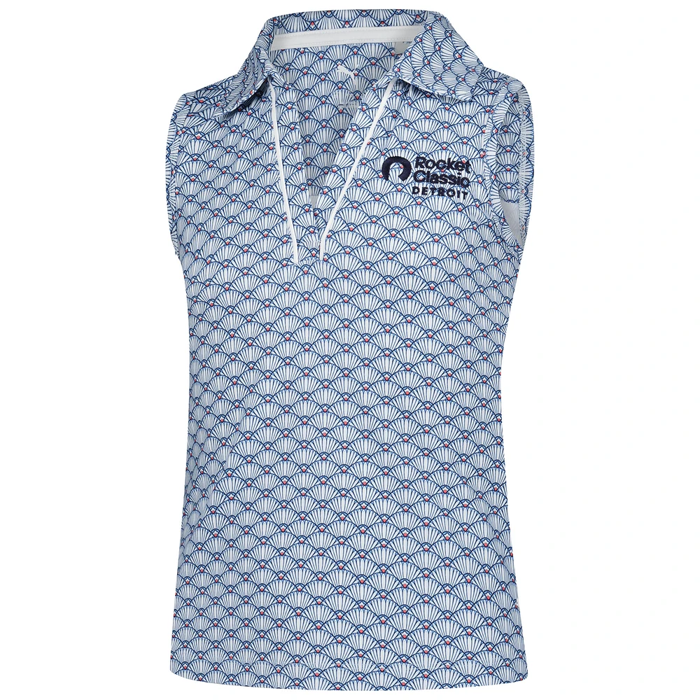 Girls' Youth Puma  Light Blue Rocket Classic Scallop Print Cloudspun V-Neck Sleeveless Polo