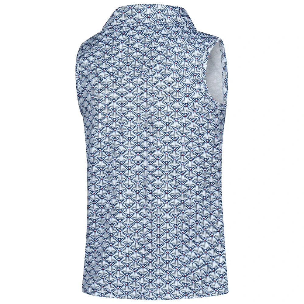 Girls' Youth Puma  Light Blue Rocket Classic Scallop Print Cloudspun V-Neck Sleeveless Polo