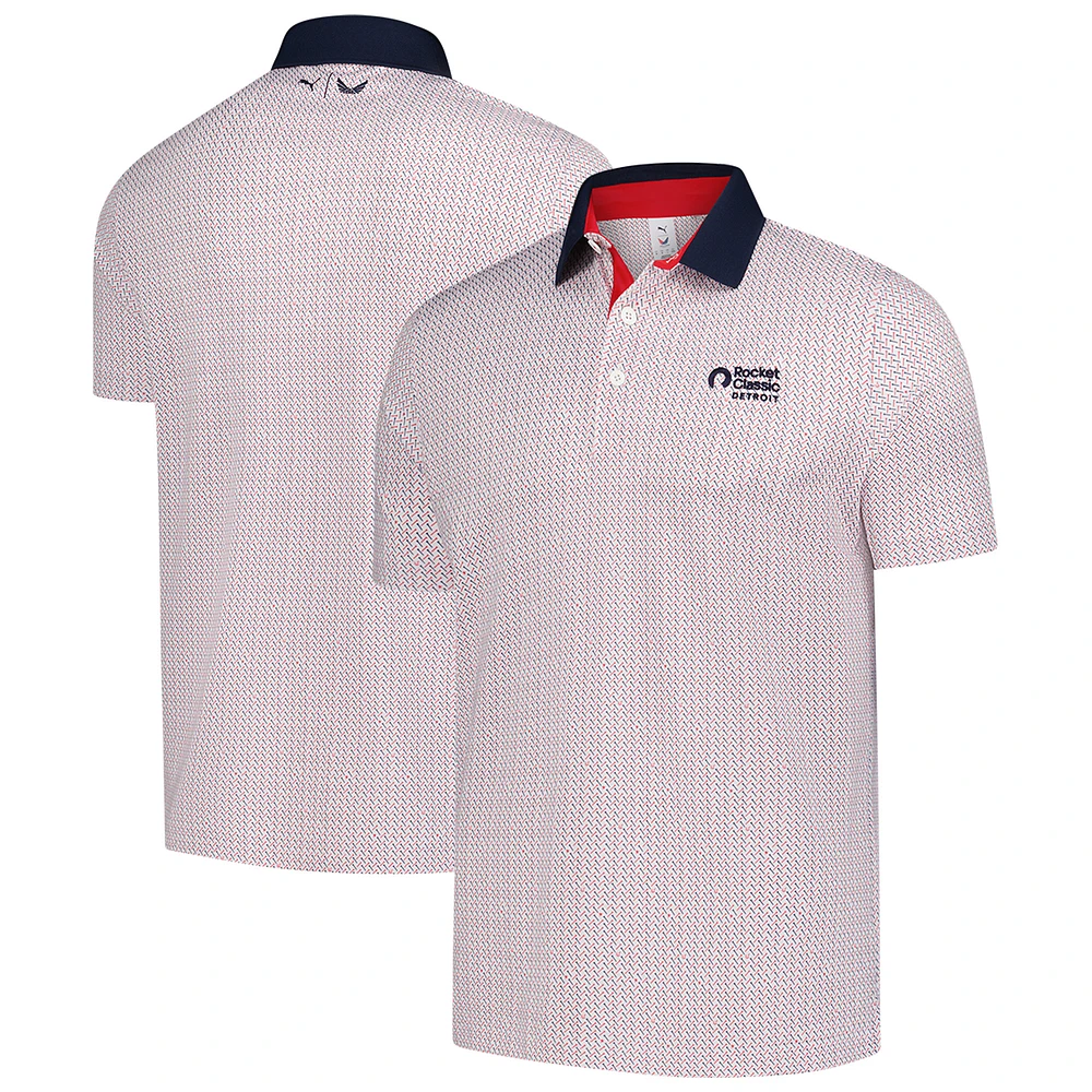 Men's Puma  White Rocket Classic Volition Golf Tee Polo