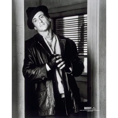 Rocky Fanatics Authentic Unsigned Close Up with Fedora and Jacket on Photograph