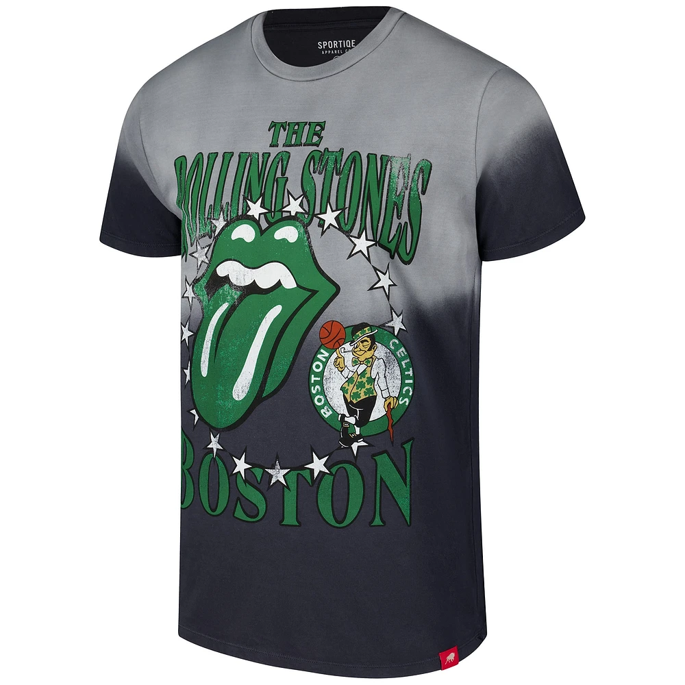 Unisex Sportiqe Gray Rolling Stones x Boston Celtics Bingham Collab T-Shirt