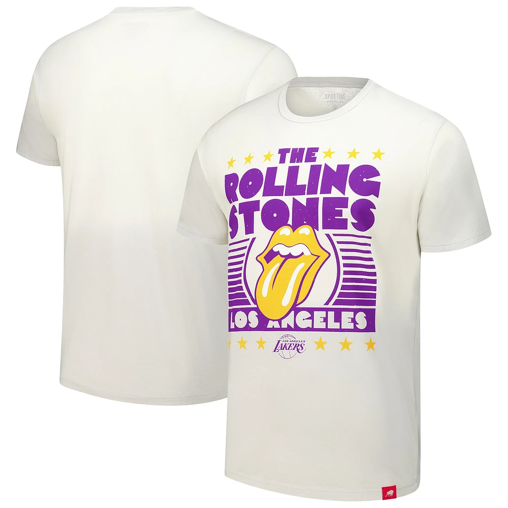 T-shirt unisexe gris Sportiqe Rolling Stones x Los Angeles Lakers Bingham