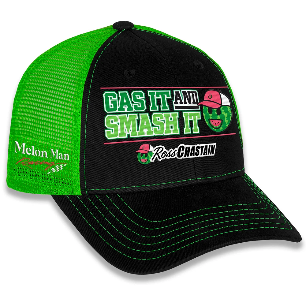 Casquette ajustable Sports Flag à damier pour hommes, noir/vert, Ross Chastain Gas It & Smash It