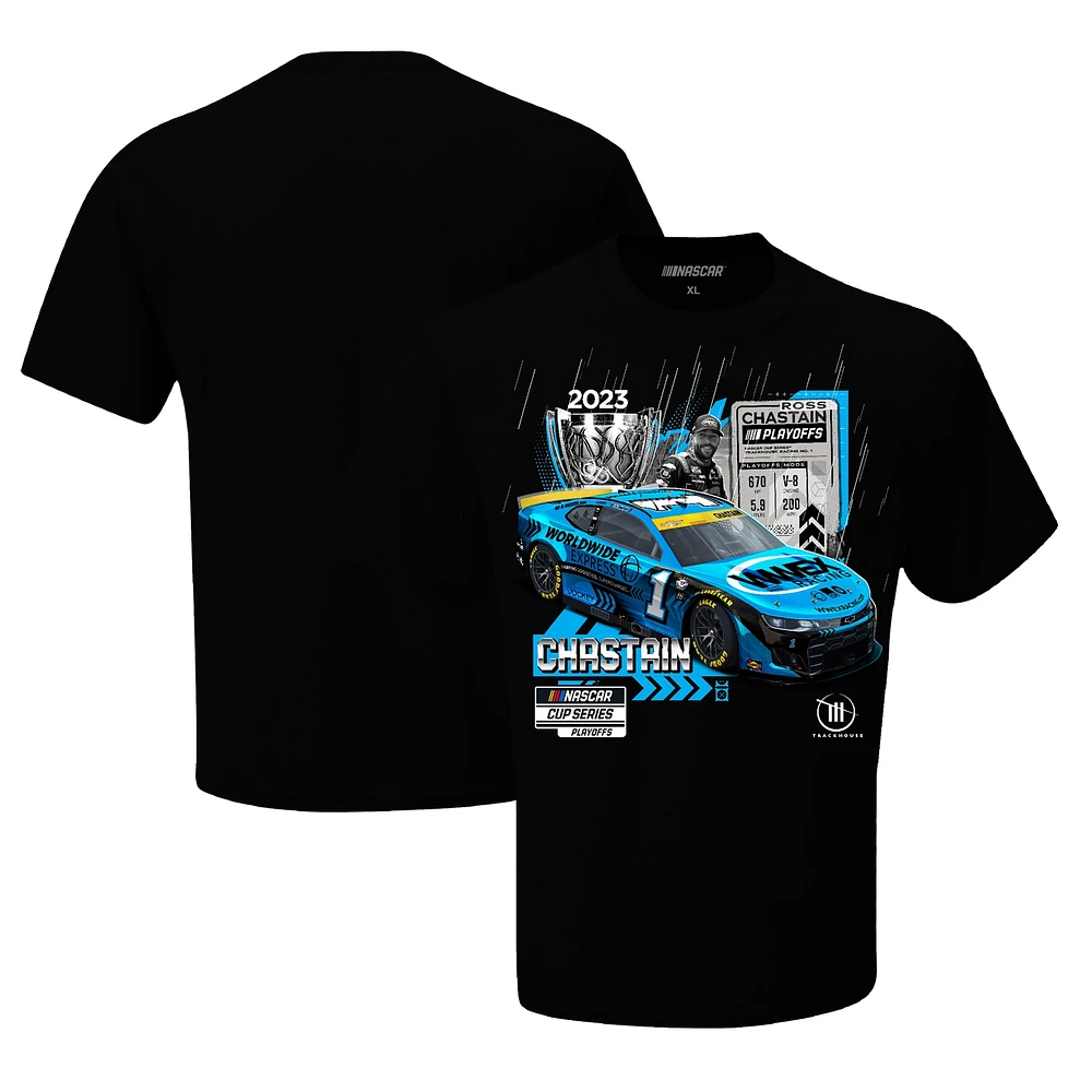 T-shirt à carreaux pour homme avec drapeau damier noir Ross Chastain 2023 NASCAR Cup Series Playoffs