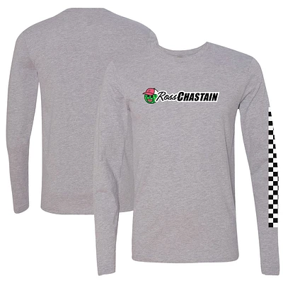 Men's Checkered Flag Sports Gray Ross Chastain Melon Man Long Sleeve T-Shirt