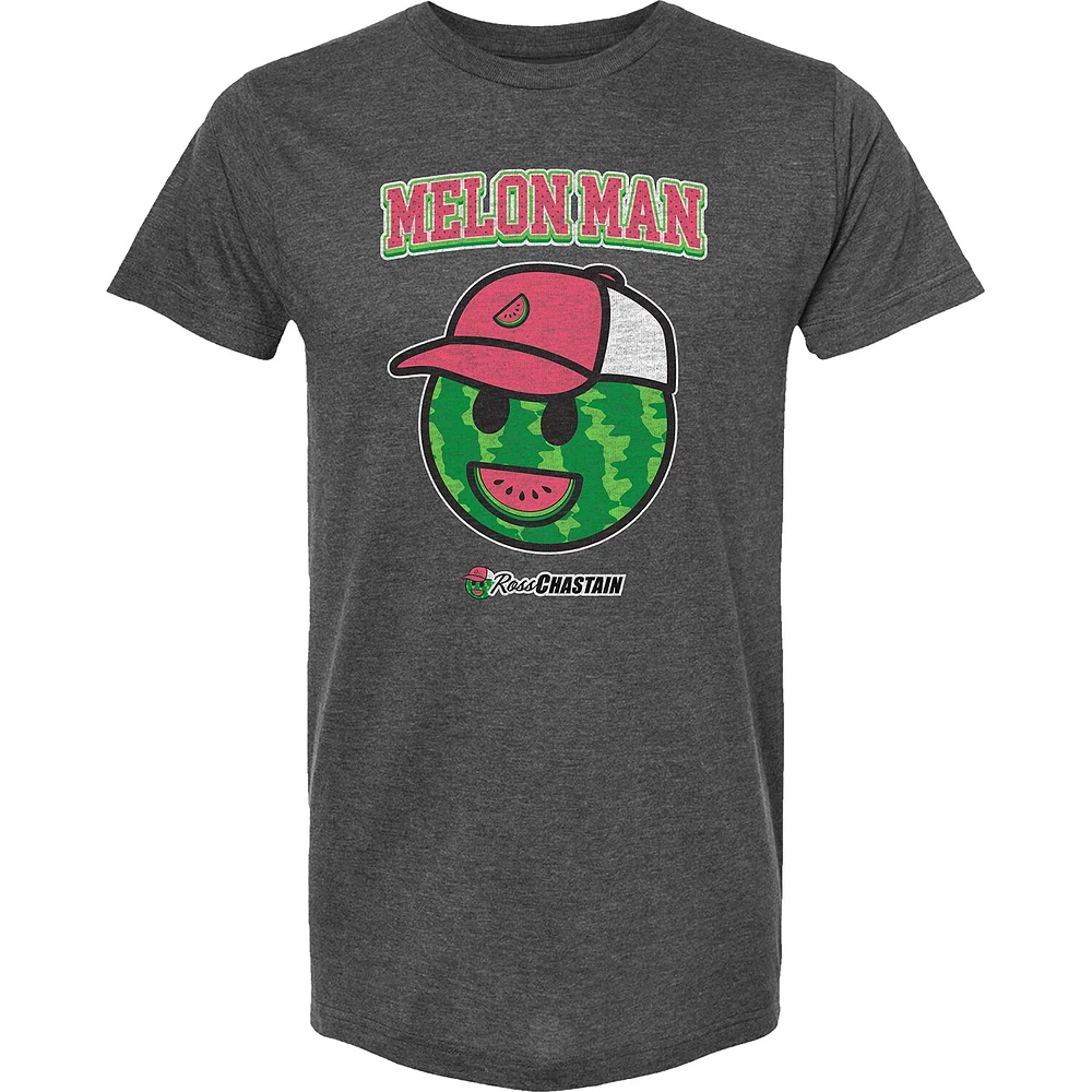 T-shirt à damier pour hommes Sports Heather Charcoal Ross Chastain Melon Man Logo