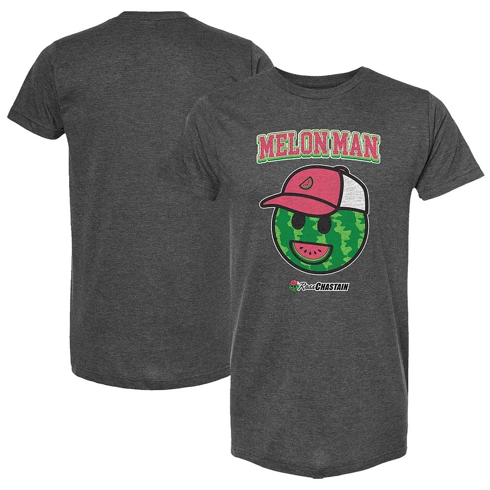 T-shirt à damier pour hommes Sports Heather Charcoal Ross Chastain Melon Man Logo