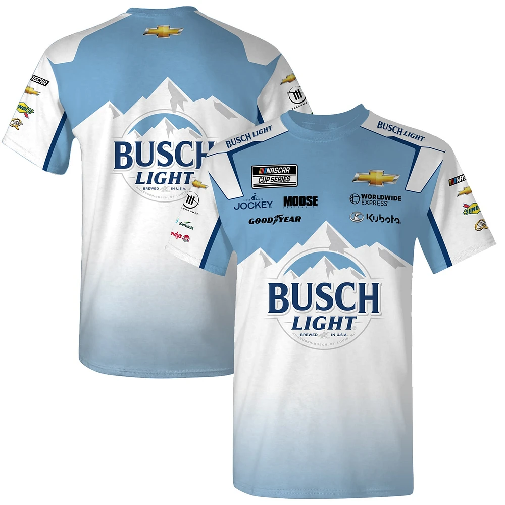 Men's Checkered Flag Sports  Light Blue/White Ross Chastain Busch Uniform T-Shirt