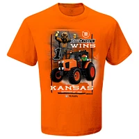 T-shirt orange à damier pour homme Ross Chastain, vainqueur de la course Hollywood Casino 400 2024