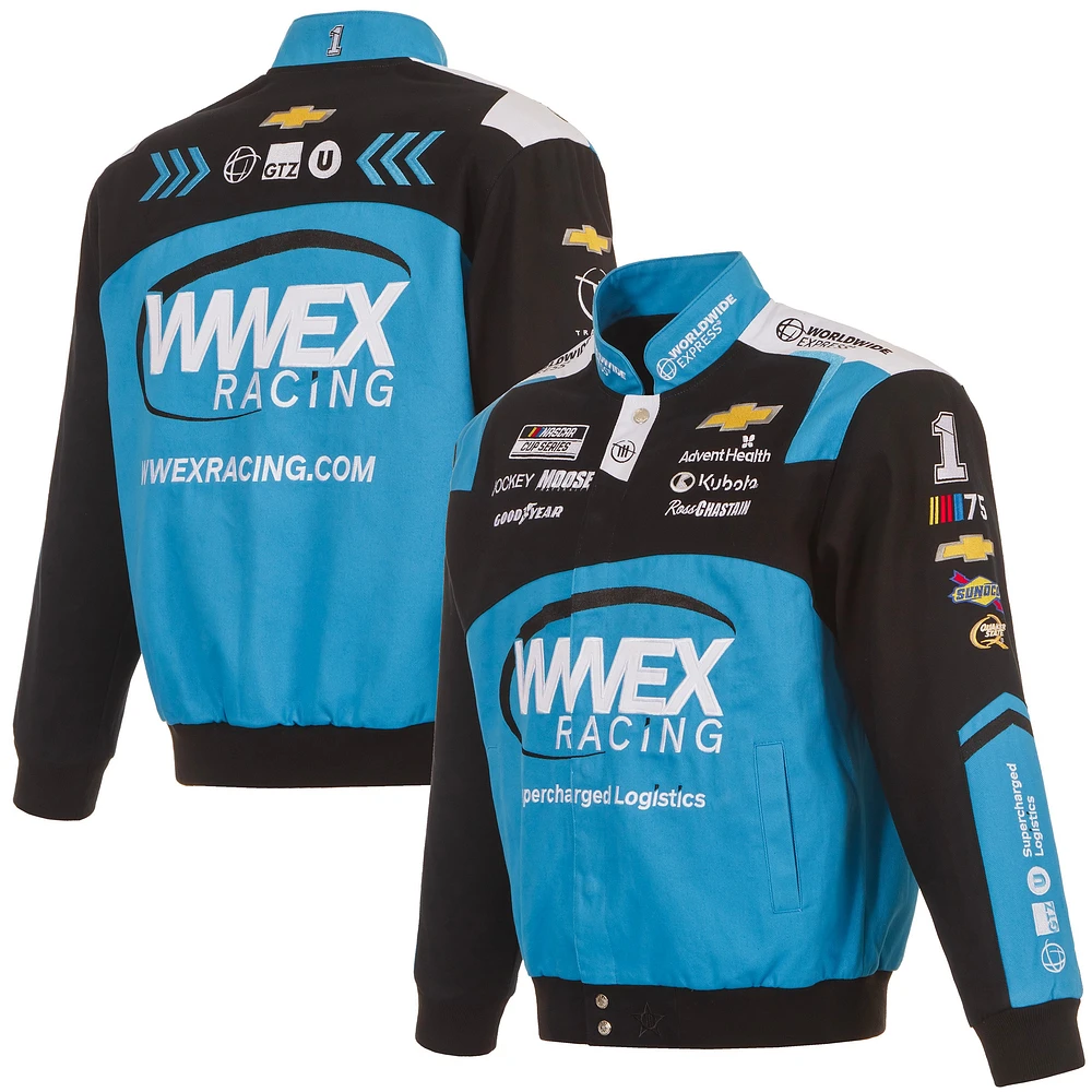 Men's JH Design  Black Ross Chastain WWEX Twill Uniform Full-Snap Jacket