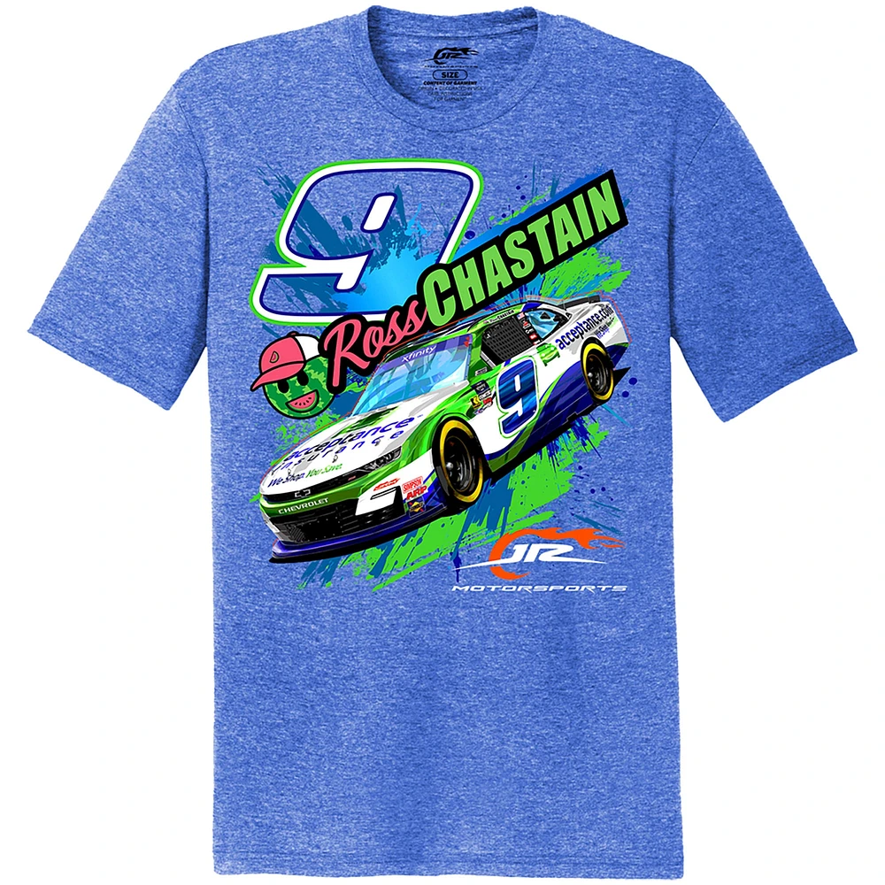 Men's JR Motorsports Official Team Apparel Heather Royal Ross Chastain Acceptance Insurance Car T-Shirt