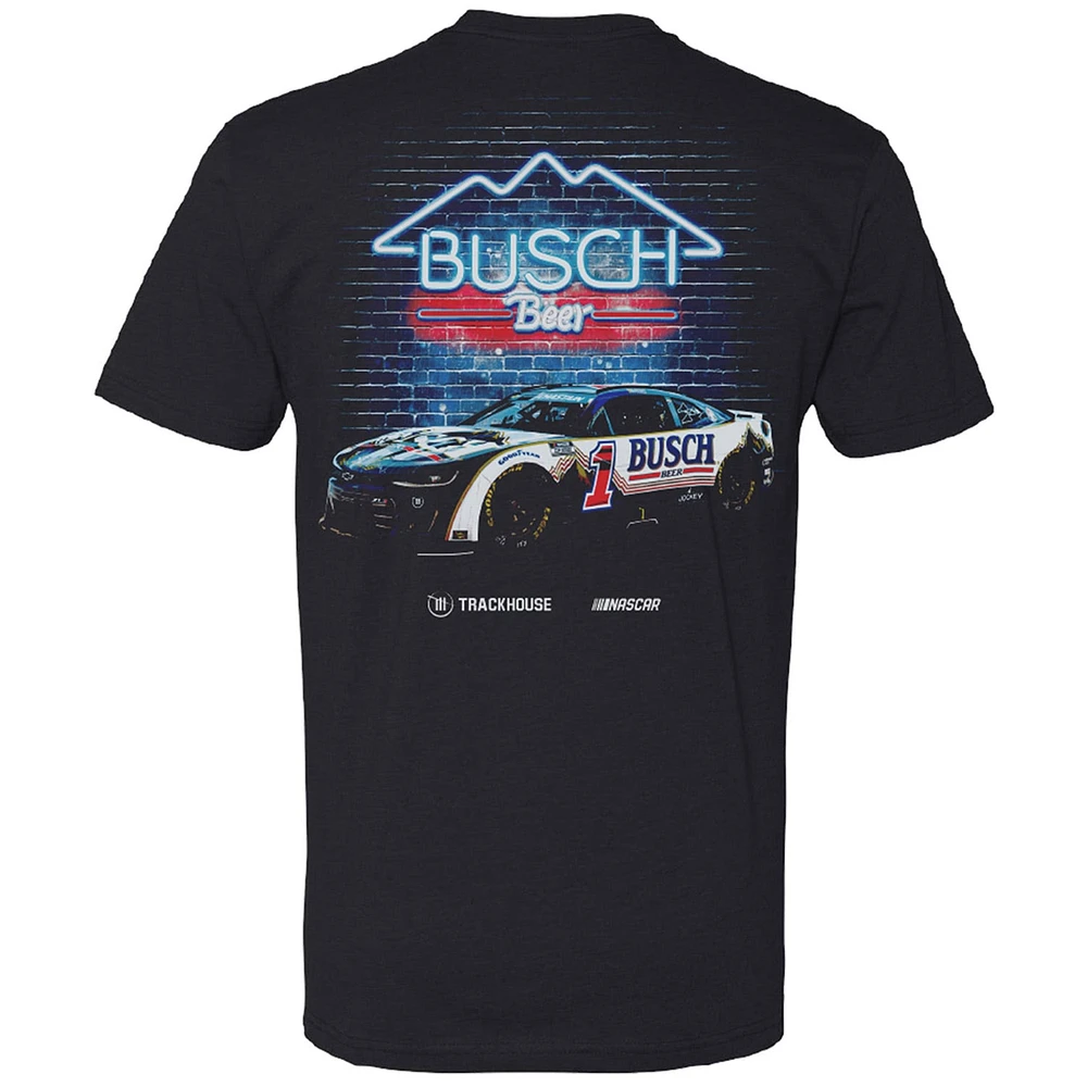 T-shirt noir pour homme de la collection Trackhouse Racing Team avec voiture Ross Chastain
