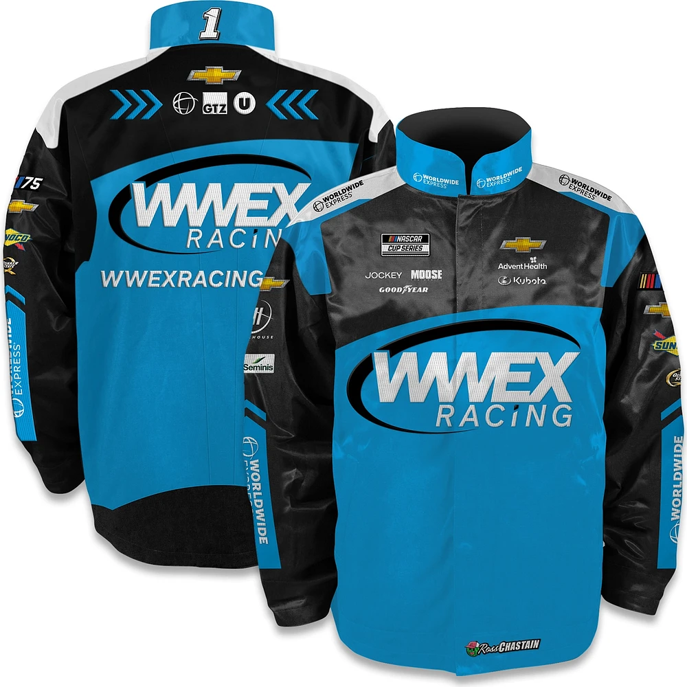 Veste pour homme Trackhouse Racing Team Collection Black Ross Chastain WWEX Nylon Uniform Full-Snap