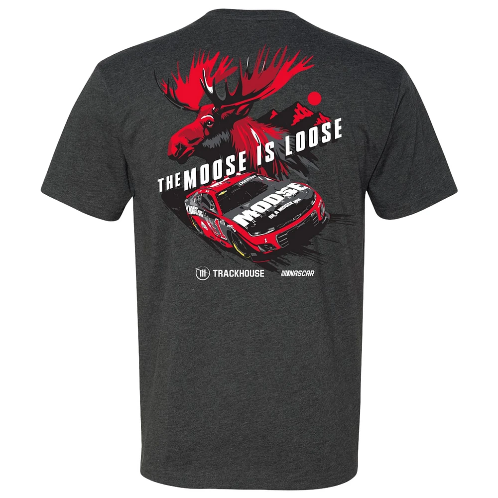 T-shirt pour homme de la collection Trackhouse Racing Team, motif voiture Ross Chastain, anthracite chiné