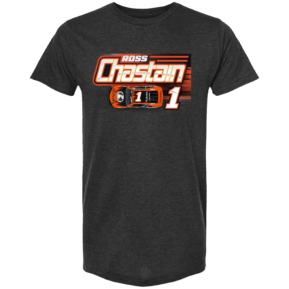 Men's Trackhouse Racing Team Collection Heather Charcoal Ross Chastain Kubota Car T-Shirt