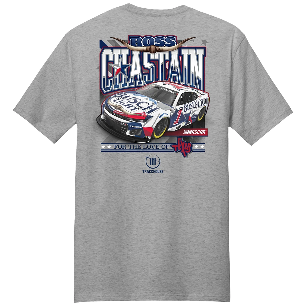 Men's Trackhouse Racing Team Collection Heather Gray Ross Chastain Busch Light Car T-Shirt
